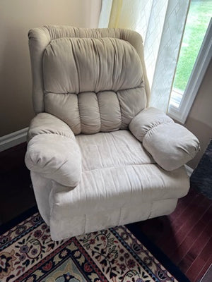 Beige Microsuede Reclining Chair