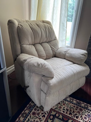 Beige Microsuede Reclining Chair
