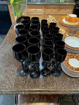 Black Wine Glass Lot- 23 pcs