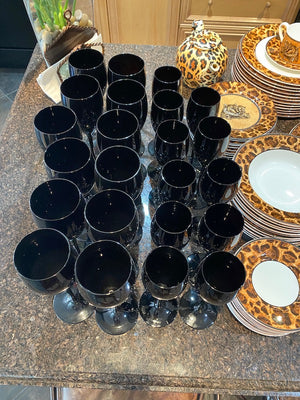 Black Wine Glass Lot- 23 pcs
