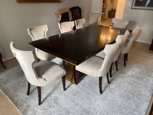'Bernhardt Furniture' Double Pedestal Dining Table + 9 Caracole Chairs