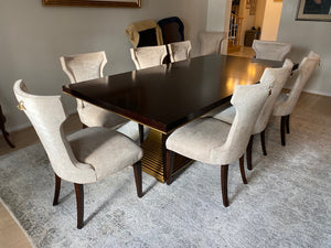 'Bernhardt Furniture' Double Pedestal Dining Table + 9 Caracole Chairs