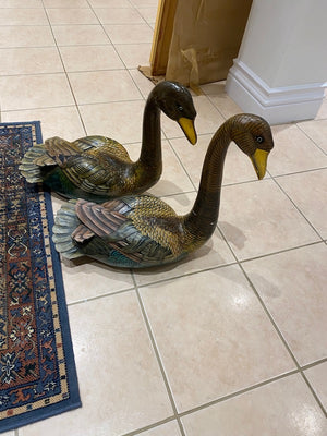 2 Wood Geese Decor