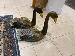 2 Wood Geese Decor