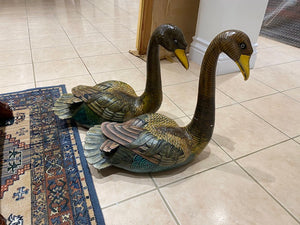2 Wood Geese Decor
