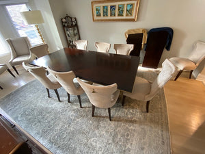 'Bernhardt Furniture' Double Pedestal Dining Table + 9 Caracole Chairs