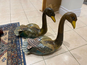 2 Wood Geese Decor