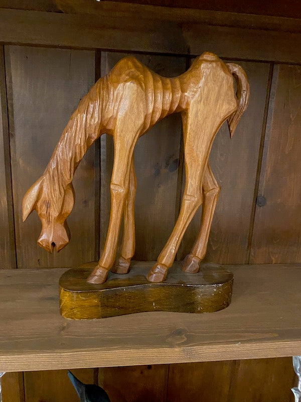 Carved Wood Horse Decor
