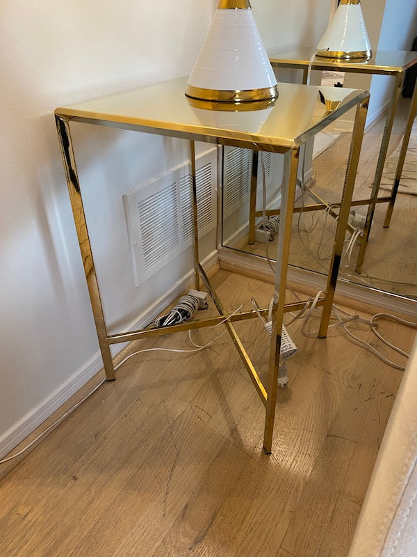 Pair of Caracole Gold Bullion Side Tables