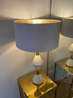 Pair of White & Gold Table Lamps
