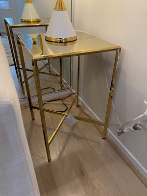 Pair of Caracole Gold Bullion Side Tables