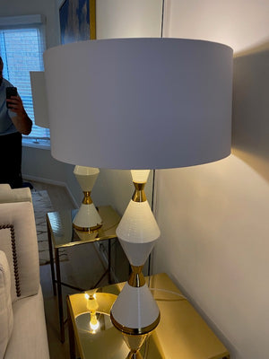 Pair of White & Gold Table Lamps