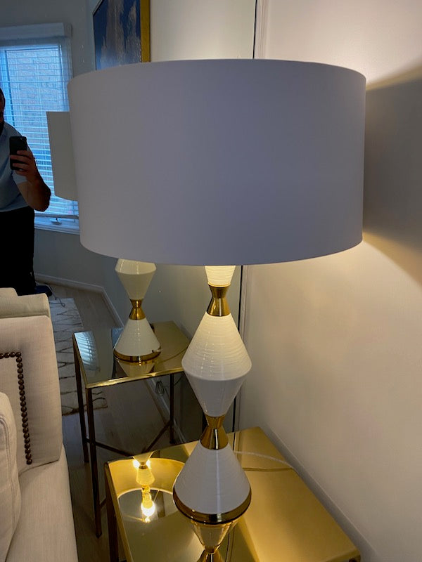 Pair of White & Gold Table Lamps