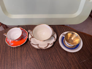 3 Miniature Hutschenreuther Cups & Saucers
