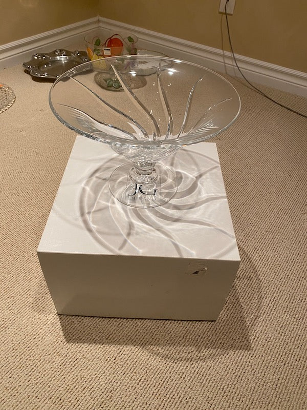 JG Cristal Durand- Clerval Round Footed Compote Bowl