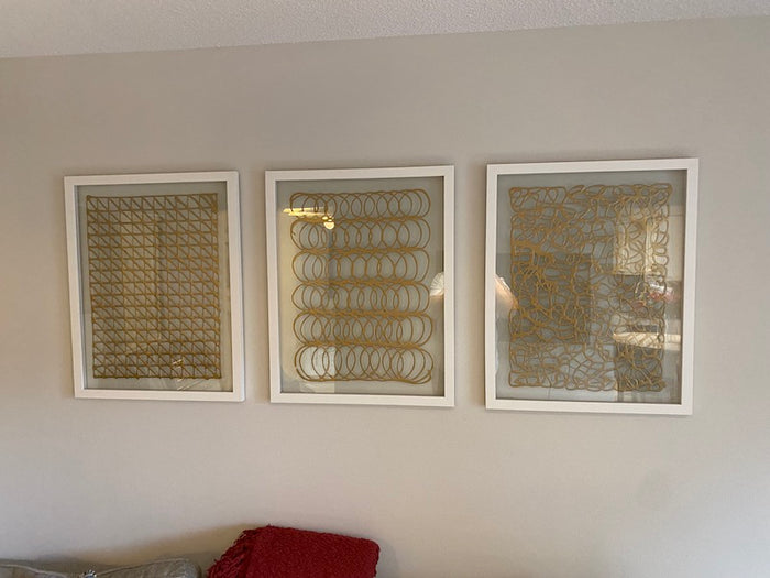 3 Piece Gold Abstract Wall Art