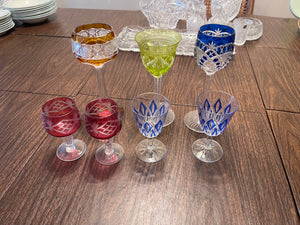Coloured Crystal Stemware Lot