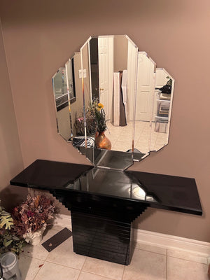 Vintage Black Console Table + Mirror