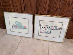 Pair of Small 'Bathroom Prints' by Roxane