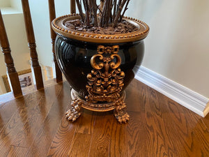 Beautiful Claw Footed Planter with Faux Indoor Plant