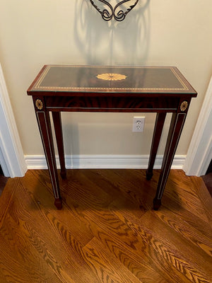 Burled Wood Console Table + Matching Mirror