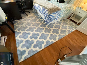 Blue & White Abstract Area Rug