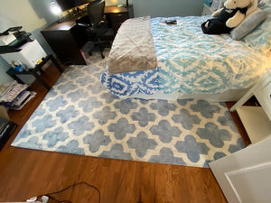Blue & White Abstract Area Rug