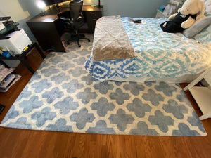 Blue & White Abstract Area Rug