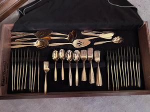 Rogers Cutlery Co. 'Spring Garden' Gold Stainless Flatware Set
