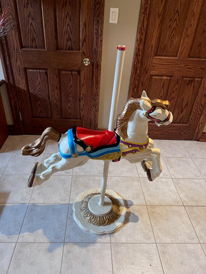 Vintage Hand Painted Carousel Horse- 52"h