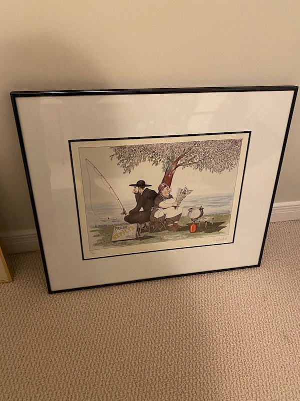 Limited Edition Signed Print, Judaica 'Fishing'