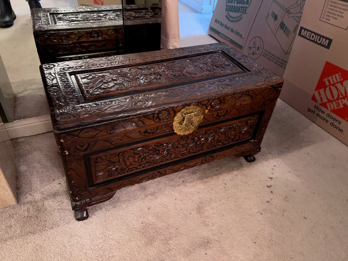 Oriental Carved Wood Chest