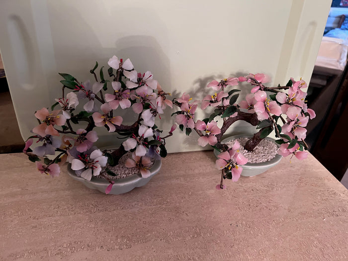 2 Vintage Glass Bonsai Trees