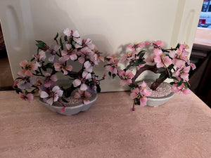 2 Vintage Glass Bonsai Trees