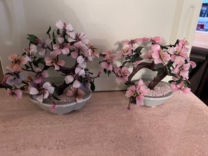 2 Vintage Glass Bonsai Trees
