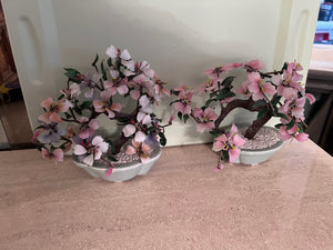 2 Vintage Glass Bonsai Trees