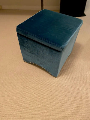 Blue Velvet Storage Ottoman