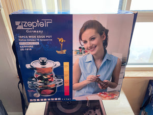 ZEPTER 16 PIECES WIDE EDGE POT, SAPPHIRE ZE-1818, STAINLESS STEEL COOKWARE (*2 Available)