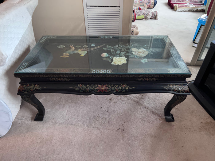 Chinoiserie Black Lacquered Coffee Table