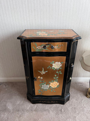Vintage Small Gold & Black Lacquered Cabinet