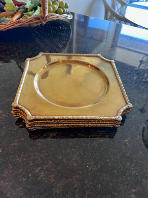 6 Mottahedeh India, Brass Charger Plates