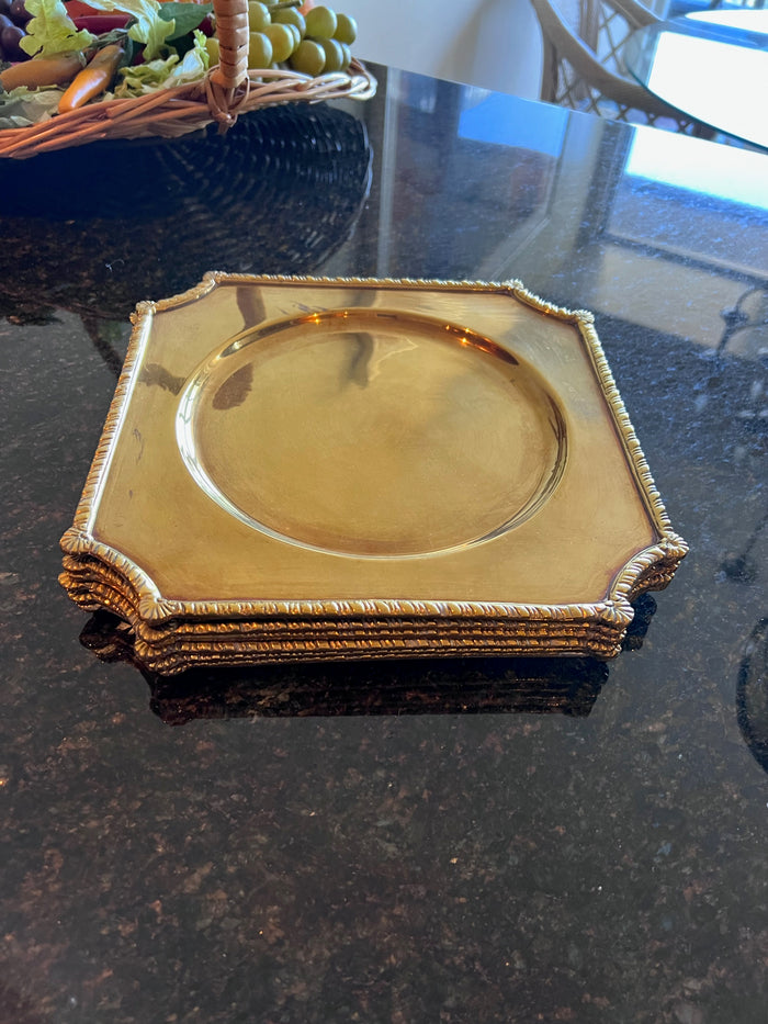 6 Mottahedeh India, Brass Charger Plates