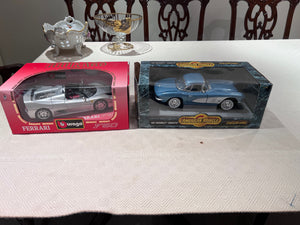Burago Ferrari F50 + American Muscle 1961 Chevy Corvette Model Cars