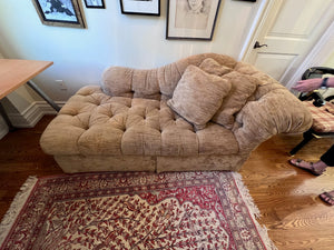 Sherrill Furniture Walnut Chaise, with Robert Allen Fabric