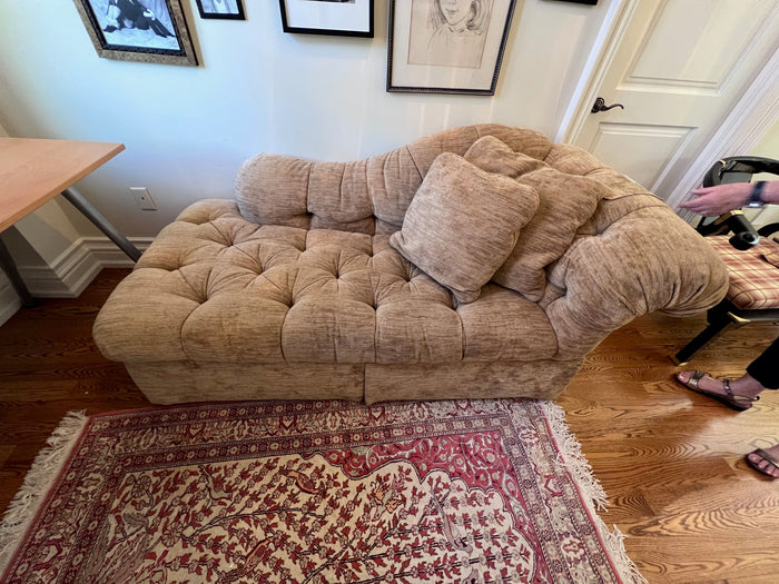 Sherrill Furniture Walnut Chaise, with Robert Allen Fabric