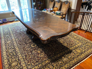 Beautiful Inlaid Executive Dining Table with Custom Cut Glass Top