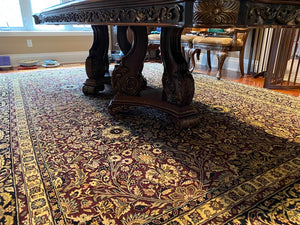 Beautiful Inlaid Executive Dining Table with Custom Cut Glass Top