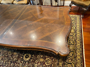 Beautiful Inlaid Executive Dining Table with Custom Cut Glass Top