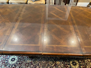 Beautiful Inlaid Executive Dining Table with Custom Cut Glass Top