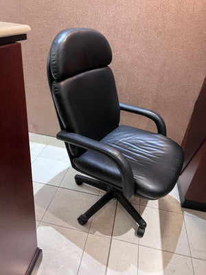 'KP Seating' Black Leather Office Chair